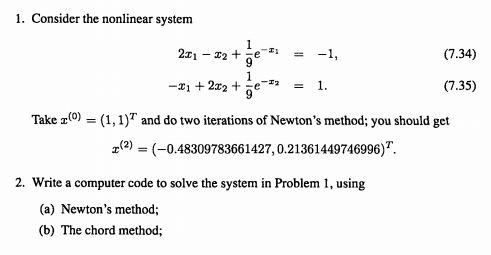 1. Consider The Nonlinear System 1 2:01 (7.34) 1 1. - | Chegg.com