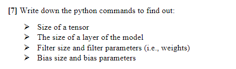 Solved [7] Write down the python commands to find out: Size | Chegg.com
