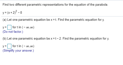 Solved Find two different parametric representations for the | Chegg.com
