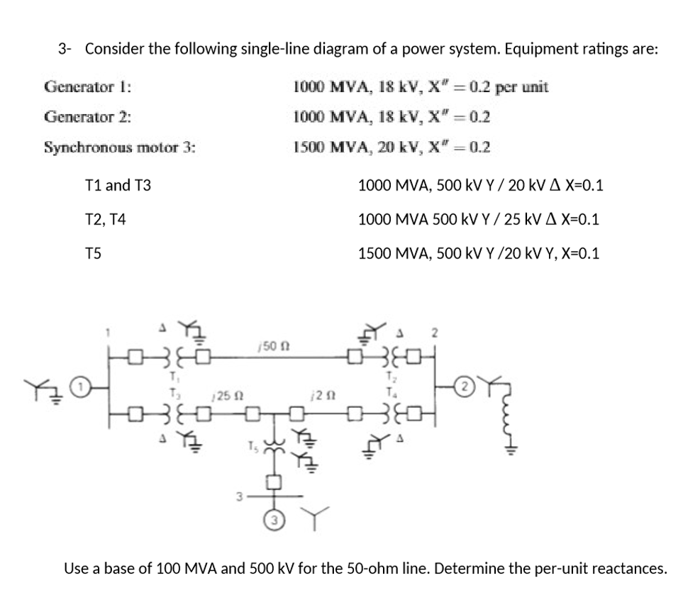 Solved 3- Consider the following single-line diagram of a | Chegg.com