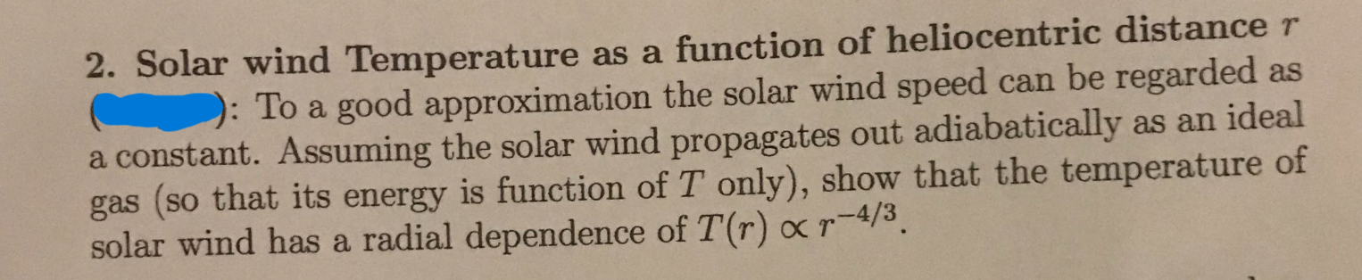 Solved 2. Solar wind Temperature as a function of | Chegg.com