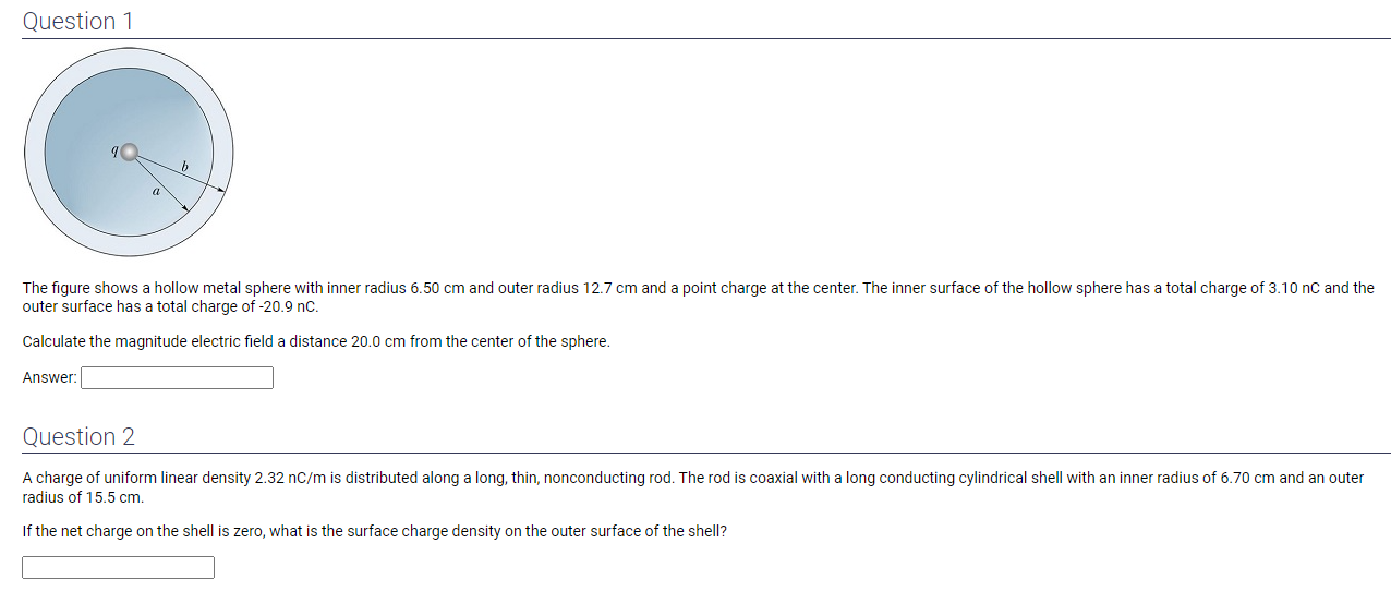 Solved Question 1 The figure shows a hollow metal sphere