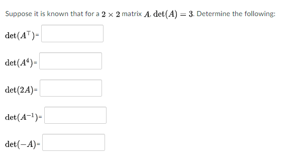 what is the det of a 2x2 matrix