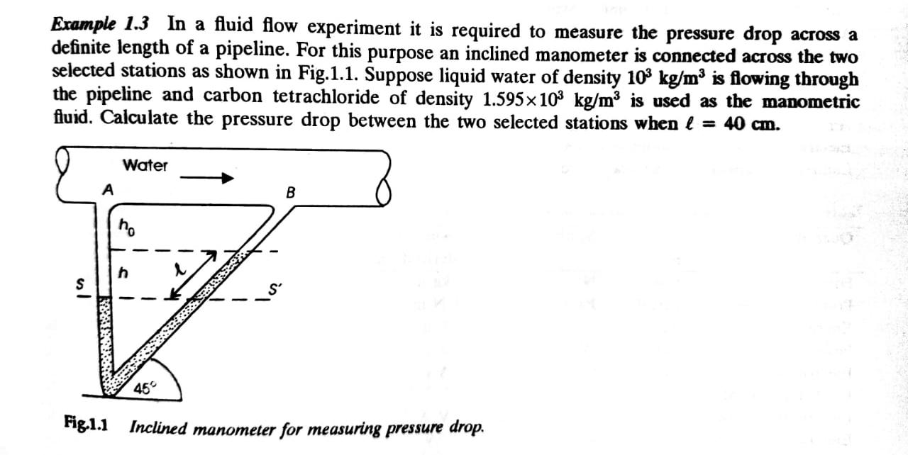 Solved Example 1.3 In a fluid flow experiment it is required | Chegg.com