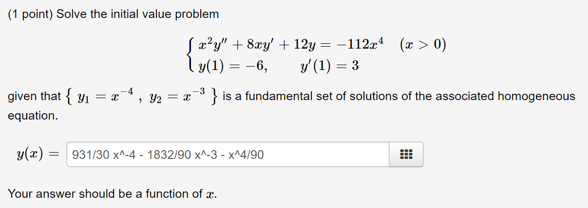 Solved 1 Point Solve The Initial Value Problem S Xạy Chegg Com
