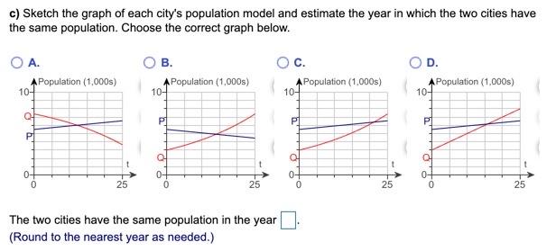 Solved The rates of change in population for two cities are | Chegg.com