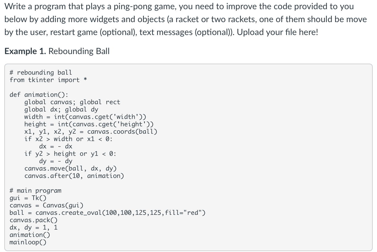 Solved python please help # rebounding ball from tkinter 