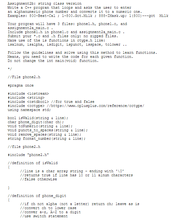 Assignment2b: string class version Write a C++ | Chegg.com