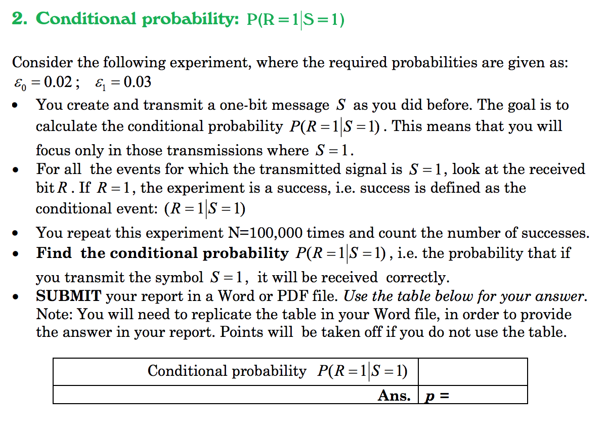 2. Conditional probability: P(R=1 S=1) Consider the | Chegg.com