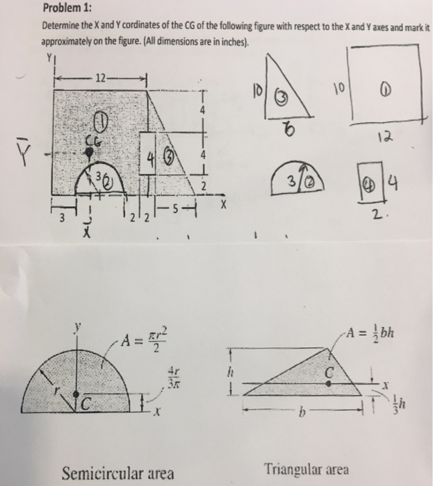 Solved Determine the X and Y coordinates of the CG of the | Chegg.com
