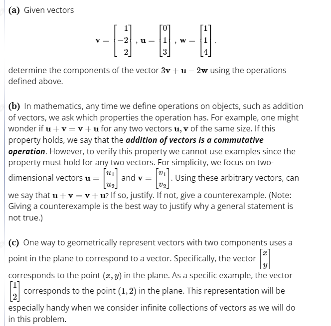 Solved (a) Given vectors v=⎣⎡1−22⎦⎤,u=⎣⎡013⎦⎤,w=⎣⎡114⎦⎤ | Chegg.com
