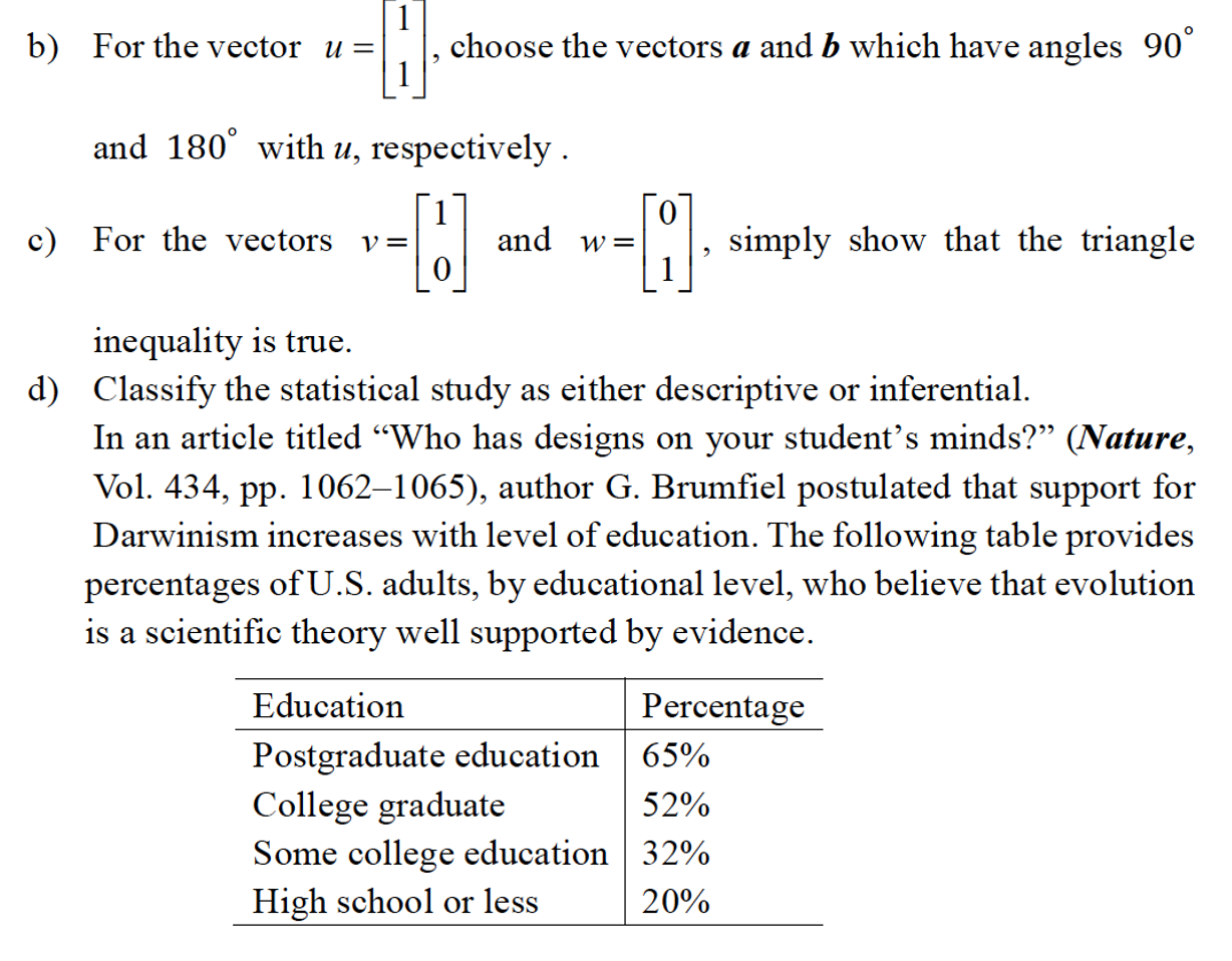 Solved 1 B) For The Vector U = Choose The Vectors A And B | Chegg.com