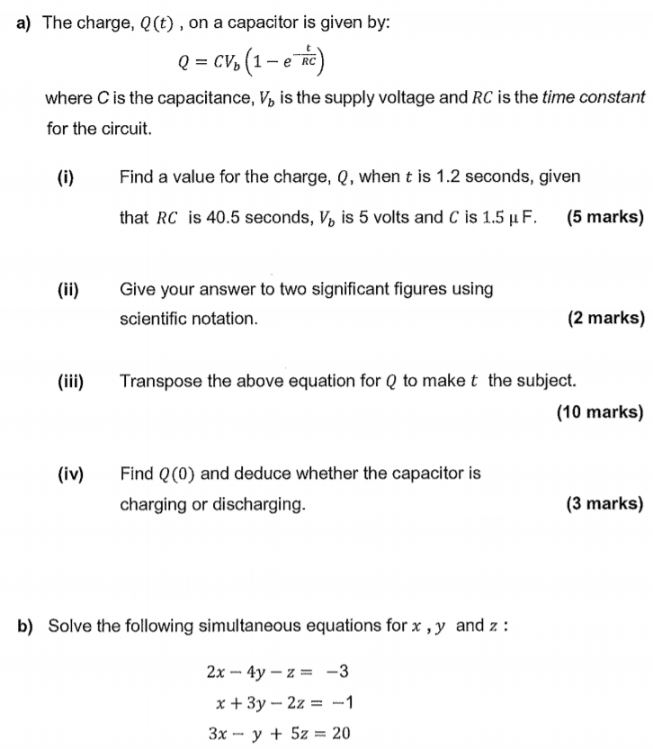 Solved A The Charge Q T On A Capacitor Is Given By Q Chegg Com