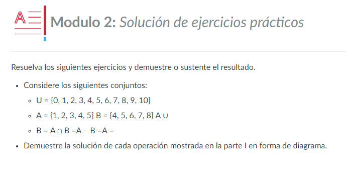 \( \mathbb{A} \equiv \) Modulo 2: Solución de ejercicios prácticos Resuelva los siguientes ejercicios y demuestre o sustente