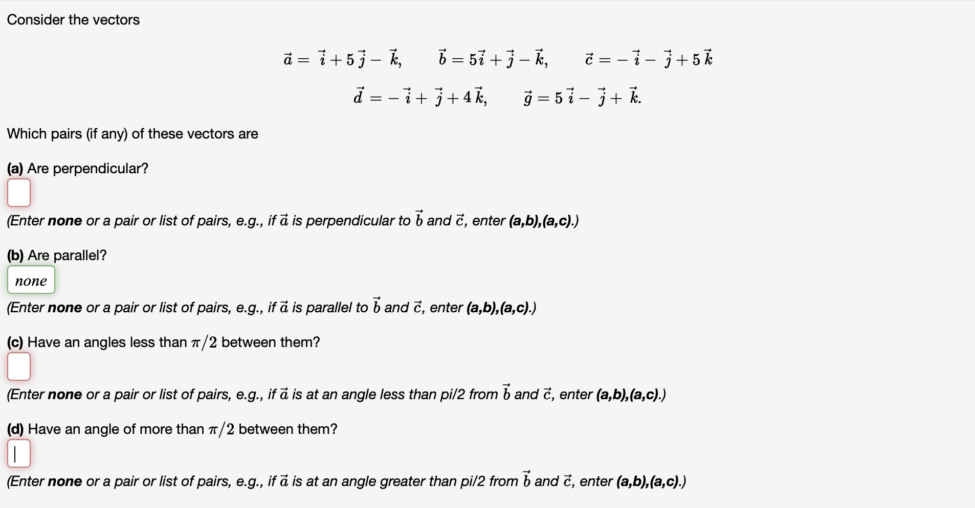 Solved Consider The Vectors | Chegg.com