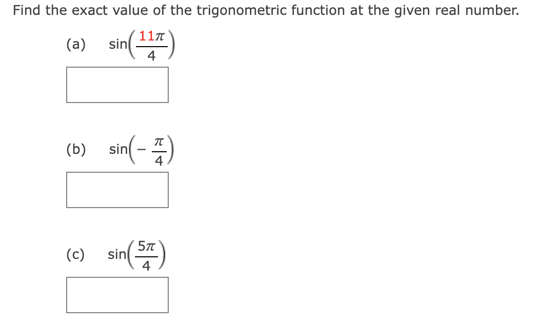 Solved Find the exact value of the trigonometric function at | Chegg.com