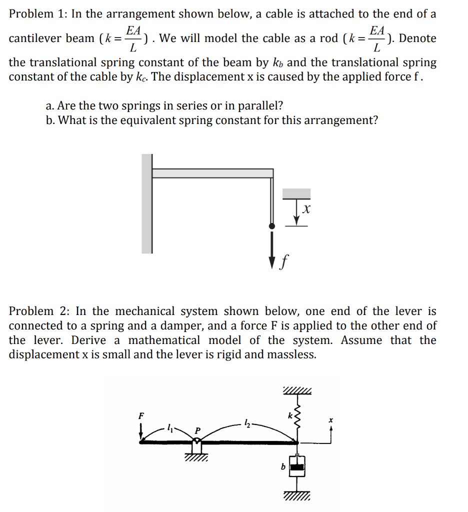 Solved Problem 1: In the arrangement shown below, a cable is | Chegg.com