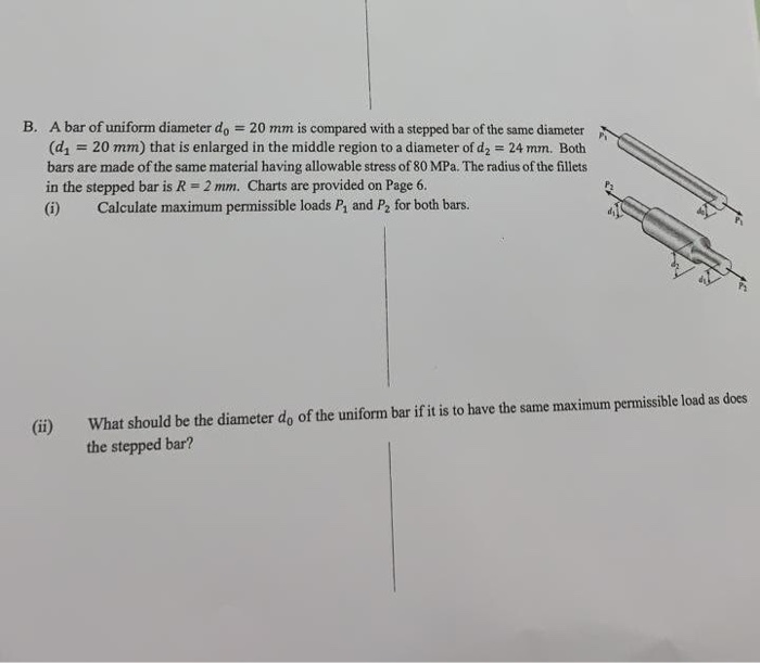 Solved B. A bar of uniform diameter do 20 mm is compared | Chegg.com