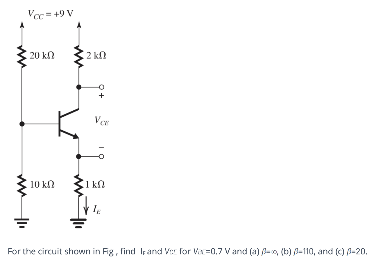Solved For the circuit shown in Fig, find IE and VCE for | Chegg.com