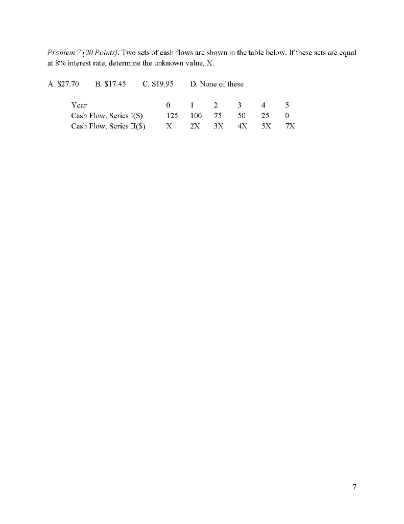 Solved Two sets of cash flows are shown in the table below. | Chegg.com