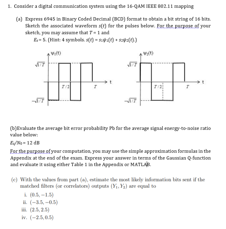 1. Consider a digital communication system using the | Chegg.com