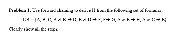 Solved Problem 1: Use forward chaining to derive H from the | Chegg.com