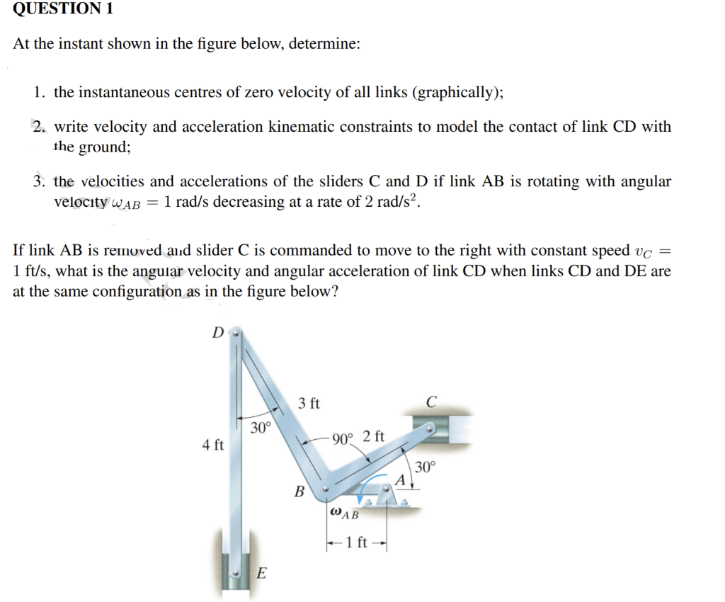 Solved QUESTION 1 At the instant shown in the figure below, | Chegg.com