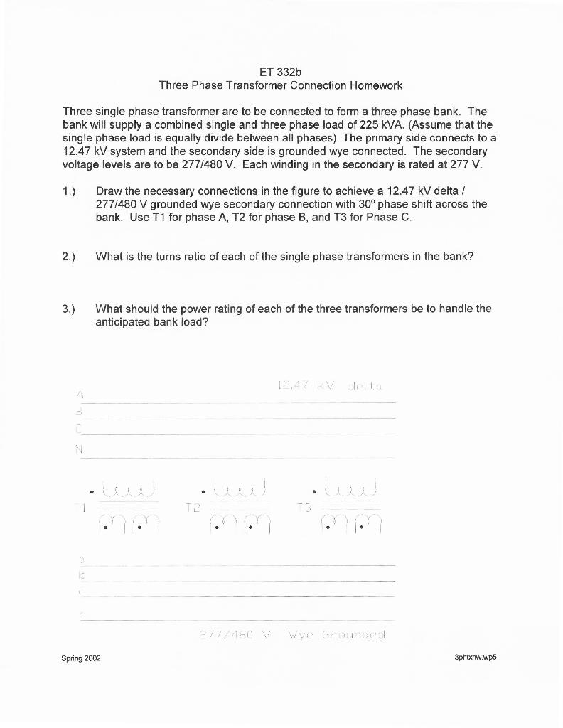 Solved ET 332b Three Phase Transformer Connection Homework | Chegg.com