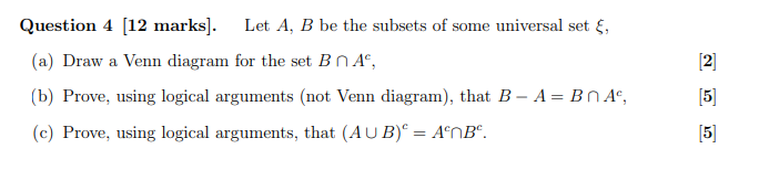 Solved Let A, B Be The Subsets Of Some Universal Set ξ, (a) | Chegg.com