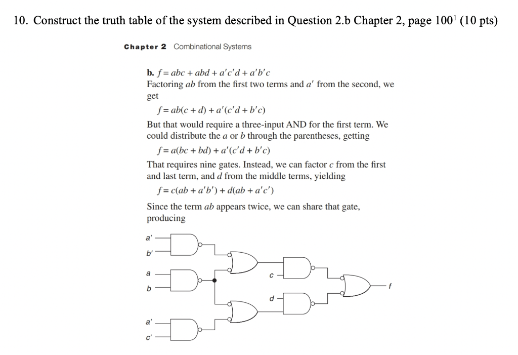 Solved 10. Construct The Truth Table Of The System Described | Chegg.com