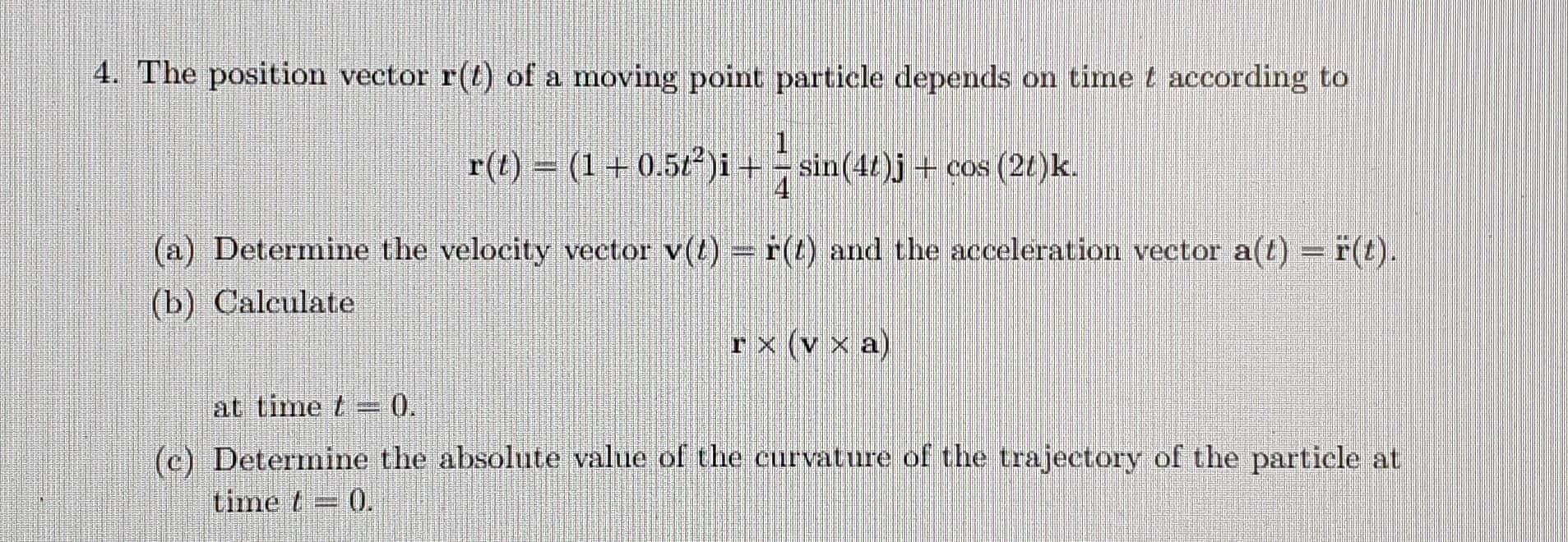 Solved 4. The position vector r(4) of a moving point | Chegg.com