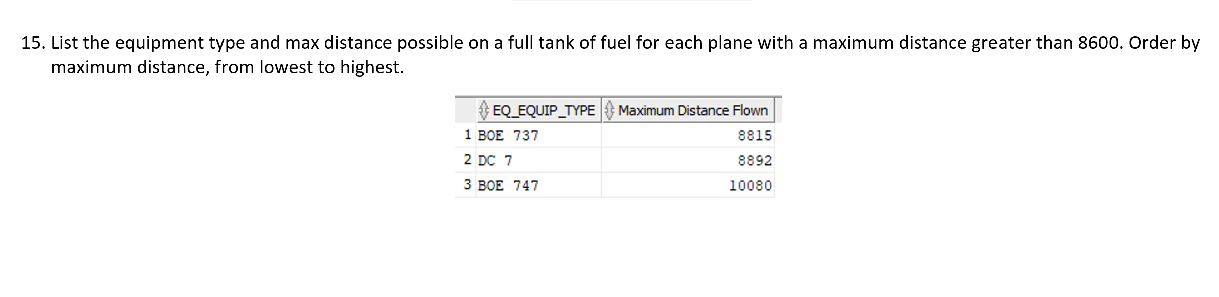 Solved 15. List the equipment type and max distance possible | Chegg.com