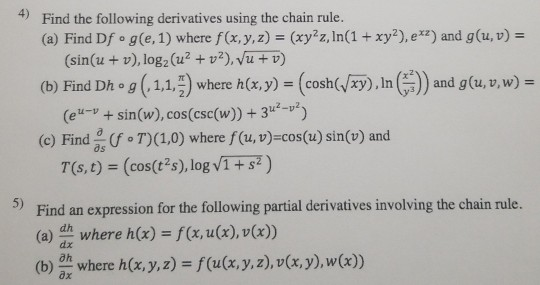 Solved 4Find the following derivatives using the chain rule. | Chegg.com