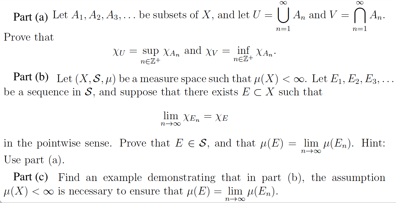 Part A Let A1 A3 Be Subsets Of X And L Chegg Com