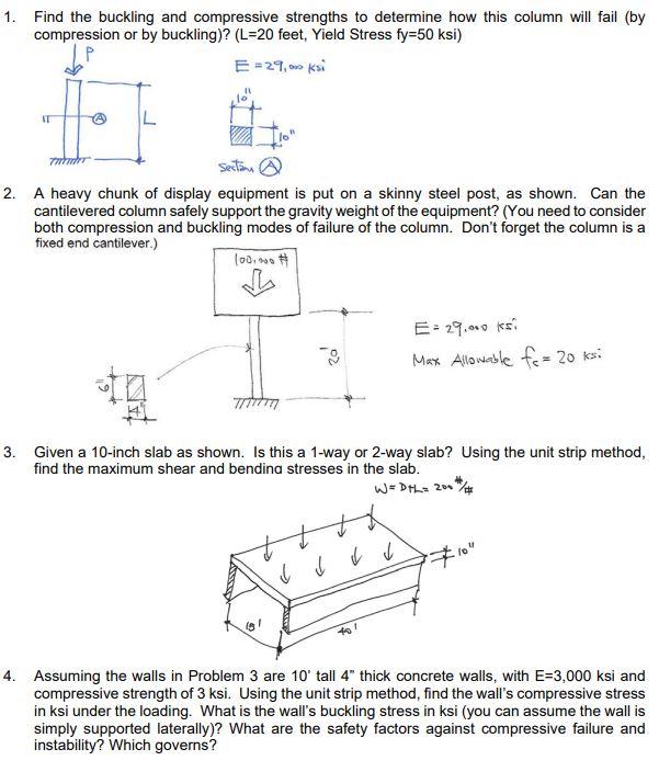 Solved Find The Buckling And Compressive Strengths To | Chegg.com