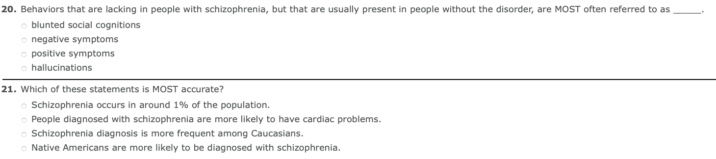 Solved 20. Behaviors that are lacking in people with | Chegg.com