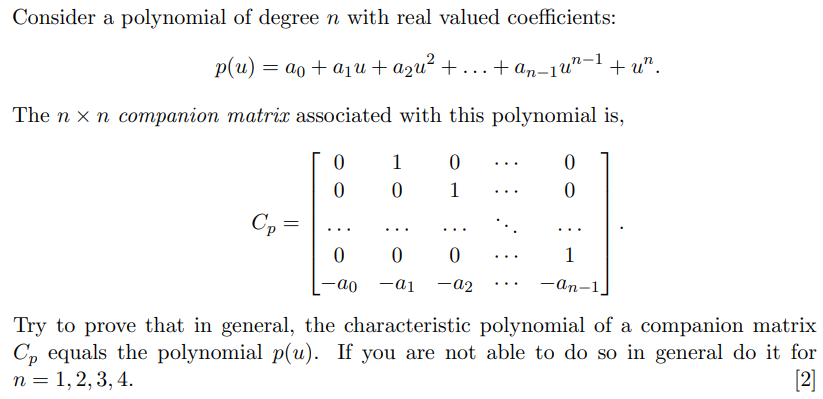 Solved Consider a polynomial of degree n with real valued | Chegg.com