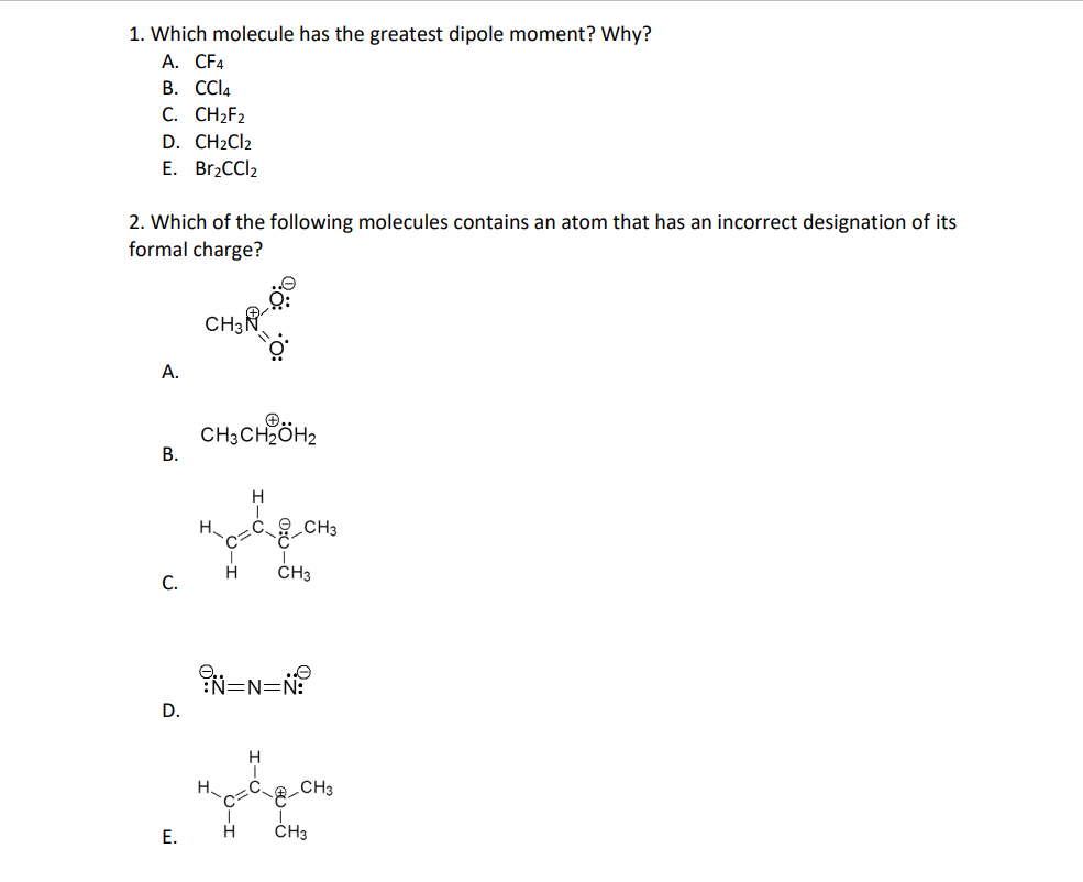 Which Molecule Has The Greatest Dipole Moment