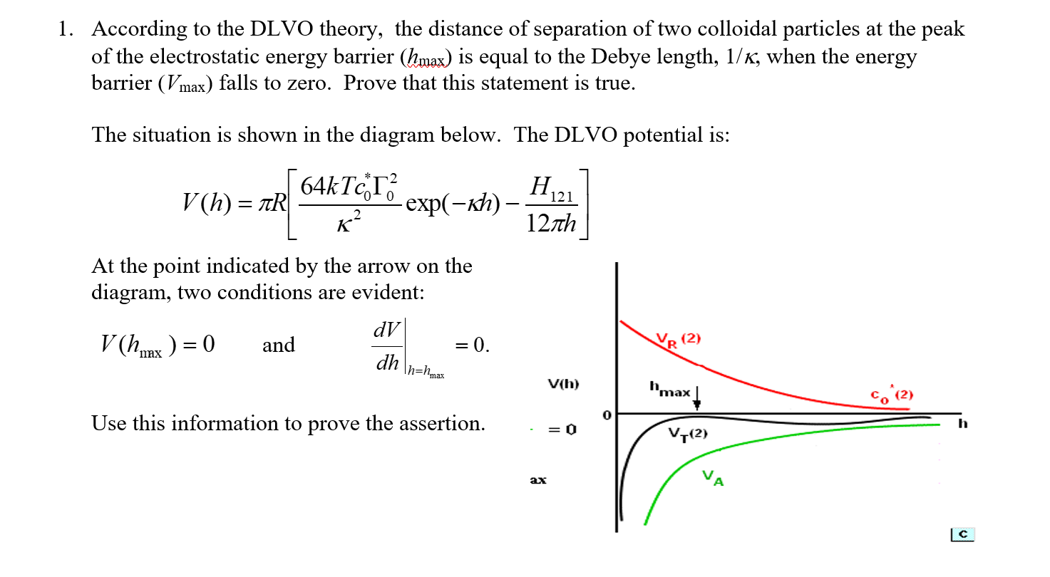 Solved 1. According To The DLVO Theory, The Distance Of | Chegg.com