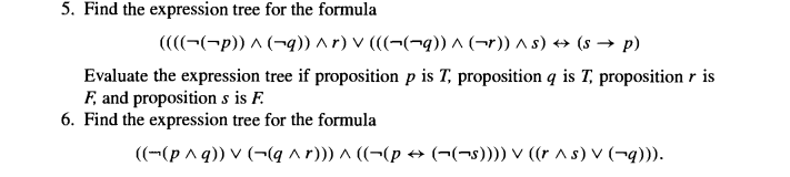 Solved 5. Find the expression tree for the formula | Chegg.com