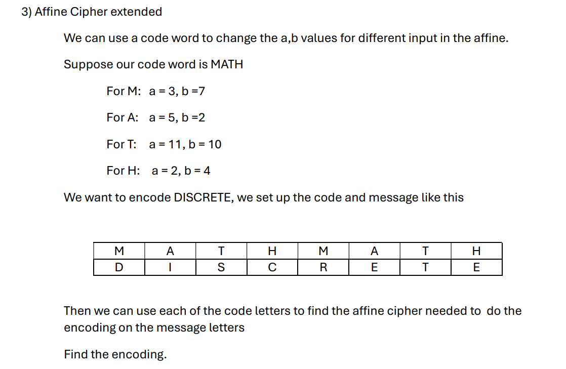 Geometry Cipher Solved discrete math Affine Cipher extendedWe can use a | Chegg.com