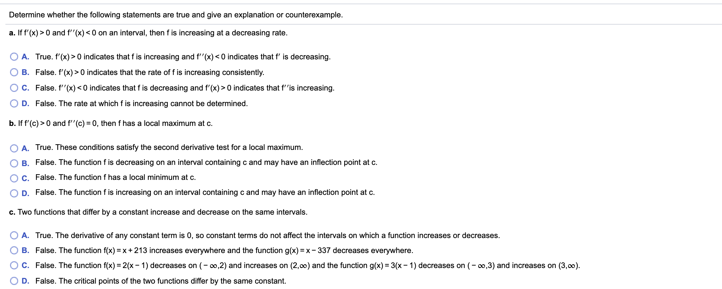 Solved Determine whether the following statements are true | Chegg.com