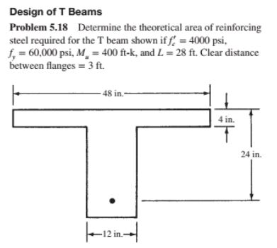 Solved Design of T Beams Problem 5.18 Determine the | Chegg.com