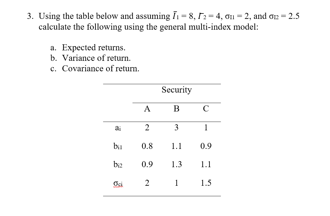 3. Using the table below and assuming Ī1 = 8, 12 =