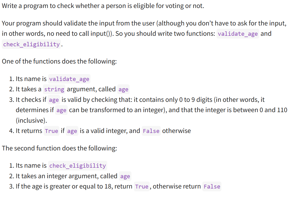 Solved Write a program to check whether a person is eligible | Chegg.com