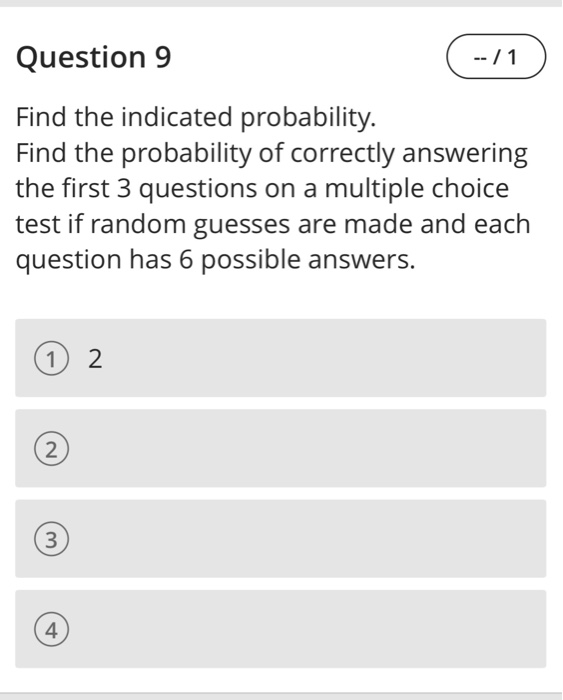 Solved Question 9 Find the indicated probability Find the | Chegg.com