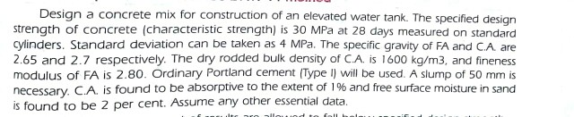 Solved Design a concrete mix for construction of an elevated | Chegg.com