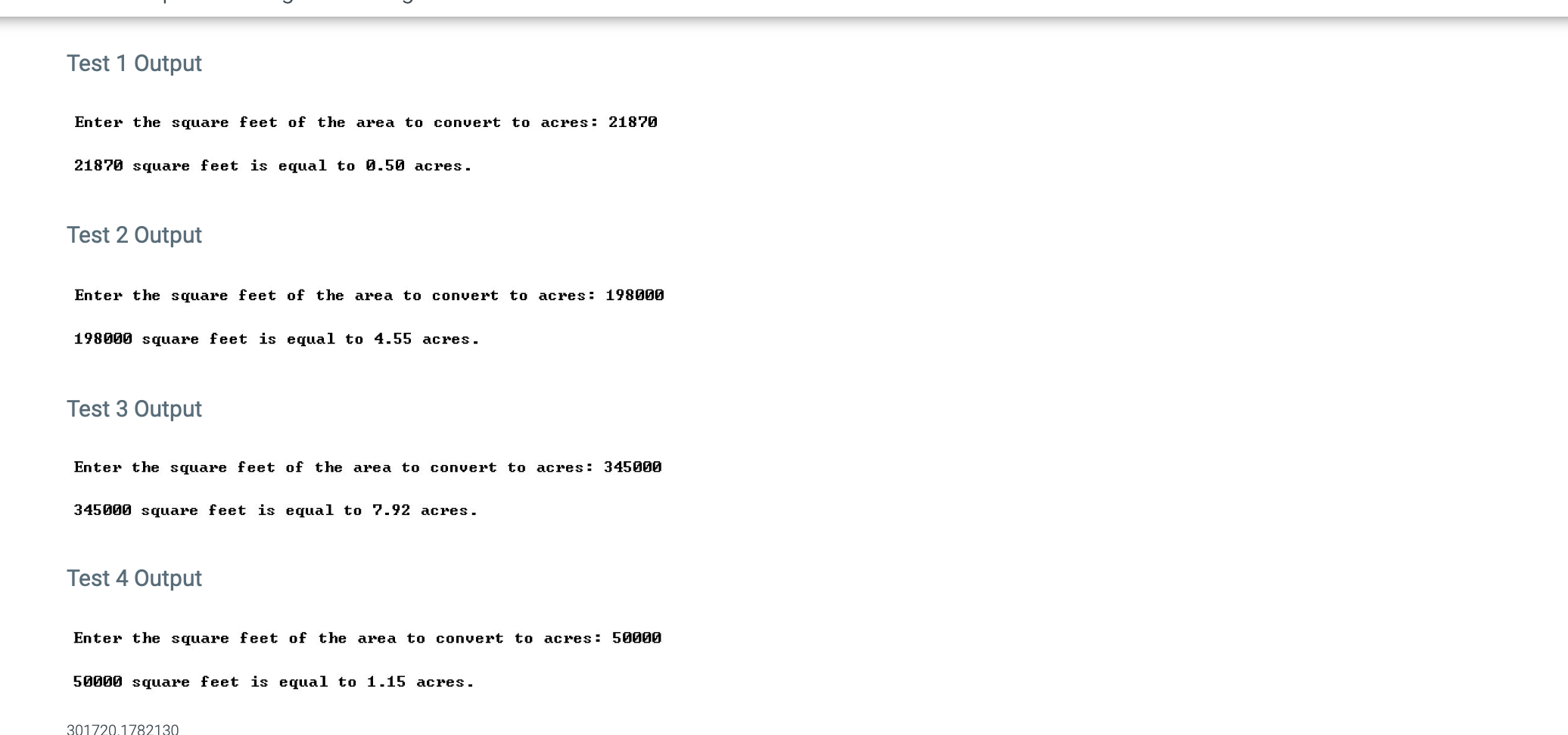 Solved Test 1 Output Enter The Square Feet Of The Area To Chegg Com   PhpsbXwyr