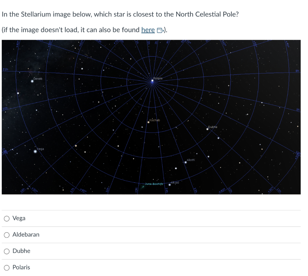 Solved In the Stellarium image below, which star is closest | Chegg.com
