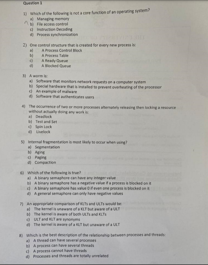 Solved Question 1 ﻿Could you answer theses multiple choice | Chegg.com